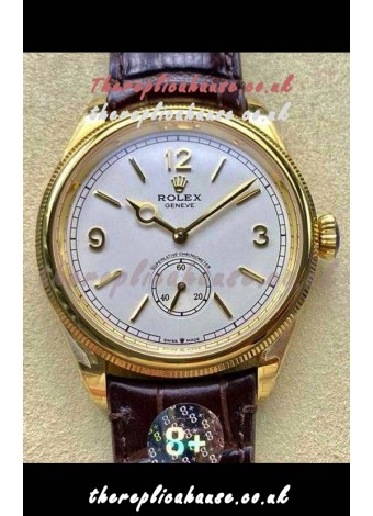 Rolex 1908 Perpetual in Yellow Gold Casing White Dial Swiss Replica Watch 