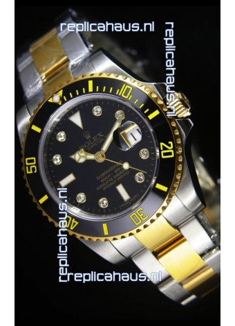 Rolex Submariner Swiss Watch in Black Dial Diamonds Hour Markers