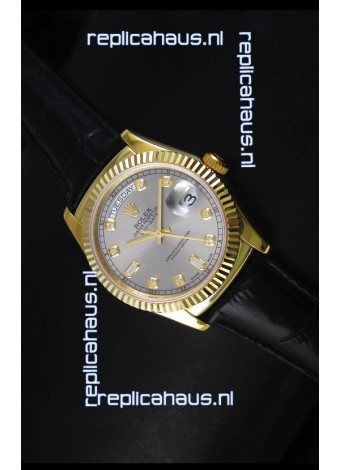 Rolex Day Date 36MM Yellow Gold Swiss Replica Watch - Grey Dial