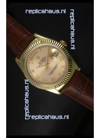 Rolex Day Date 36MM Yellow Gold Swiss Replica Watch - Champange Dial