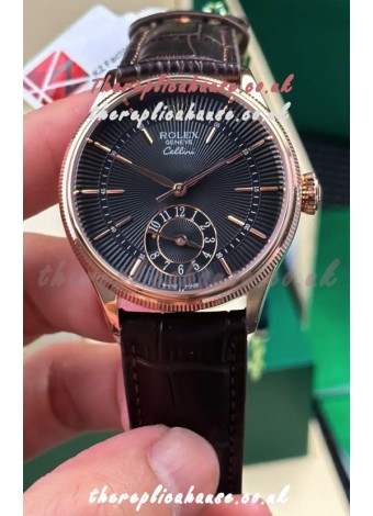 Rolex Super Clone Cellini 50525 Black Guilloche Dial Rose Gold Super Clone Watch 