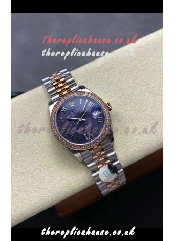 Rolex Super Clone Datejust 31MM Purple Dial Rose Gold Super Clone Watch 