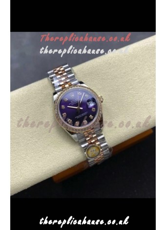 Rolex Super Clone Datejust 31MM Blue Dial Rose Gold Super Clone Watch 
