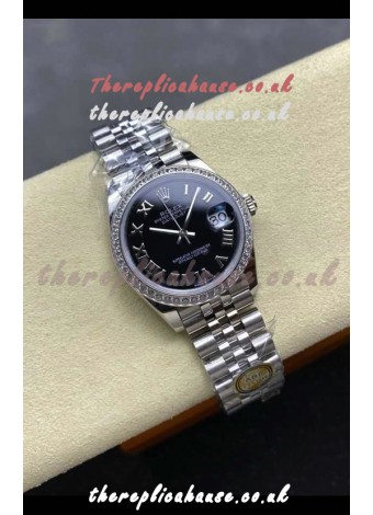 Rolex Super Clone Datejust 31MM Black Roman Dial Jubilee Super Clone Watch