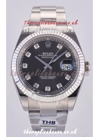 Datejust Super Clone 126334 Grey Diamonds Dial 41MM FREE SPRUNG MVMNT 3235 Watch 