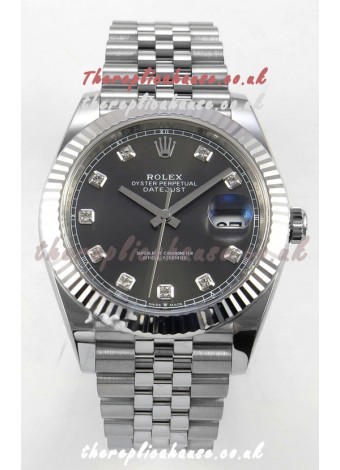 Datejust Super Clone 126334 Grey Diamonds Dial 41MM FREE SPRUNG MVMNT 3235 Watch 