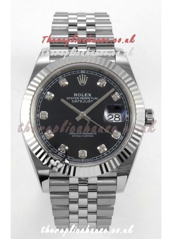 Datejust Super Clone 126334 Black Diamonds Dial 41MM FREE SPRUNG MVMNT 3235 Watch 