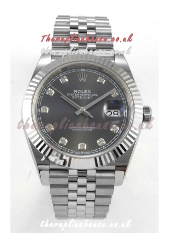 Datejust Super Clone 126334 Grey Diamonds Dial 41MM FREE SPRUNG MVMNT 3235 Watch 