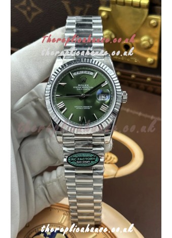 Rolex Day Date 228236 Stainless Steel Green Roman Dial Super Clone Watch 