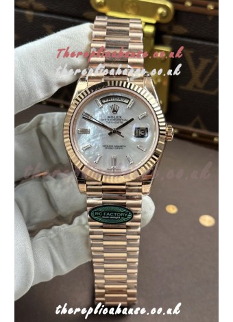 Rolex Day Date 228236 Rose Gold Pearl Dial Super Clone Watch 