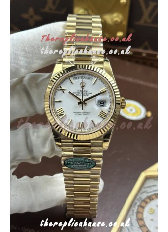 Rolex Day Date 228238 Yellow Gold White Roman Dial Super Clone Watch 