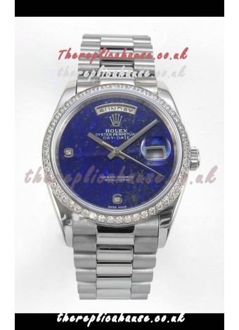 Rolex Day Date Blue Lapis Dial Diamonds Bezel 36MM Swiss Replica Watch 