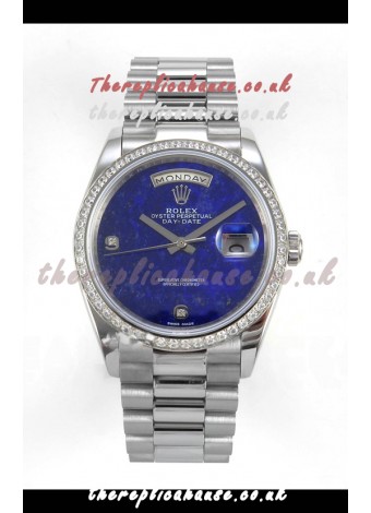 Rolex Day Date Blue Lapis Dial Diamonds Bezel 36MM Swiss Replica Watch 