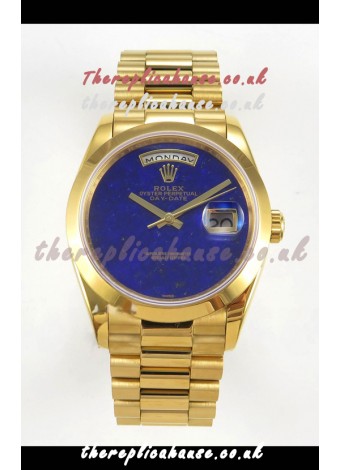 Rolex Day Date Yellow Gold Blue Lapis Dial 36MM Swiss Replica Watch 