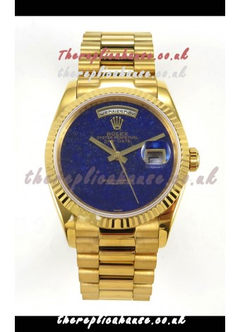 Rolex Day Date Yellow Gold Blue Lapis Dial 36MM Swiss Replica Watch 