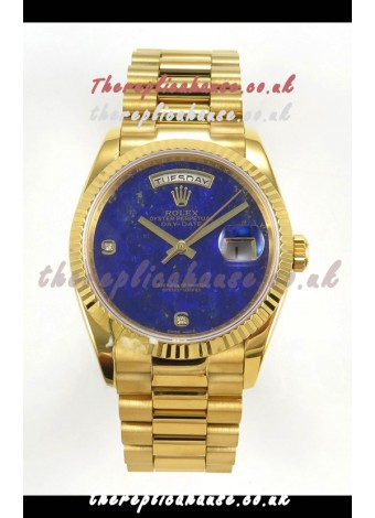 Rolex Day Date Yellow Gold Blue Lapis Dial 36MM Swiss Replica Watch 