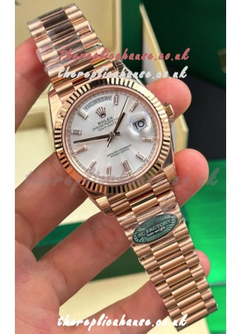 Rolex Day Date 228236 Rose Gold Sunburst Steel Dial Super Clone Watch 