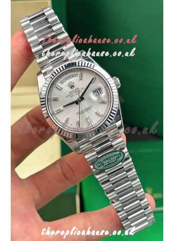 Rolex Day Date 228236 Stainless Steel Sunburst Crystal Dial Super Clone Watch 