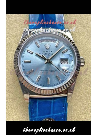 Rolex Day Date 128236 Stainless Steel ICE Blue Crystal Dial Super Clone Watch 