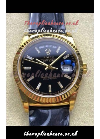 Rolex Day Date 128238 Yellow Gold Black Crystal Dial Super Clone Watch 