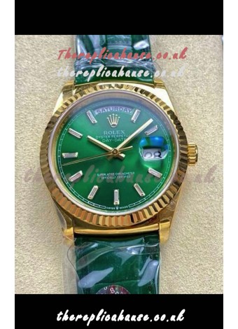 Rolex Day Date 128238 Yellow Gold Green Crystal Dial Super Clone Watch 