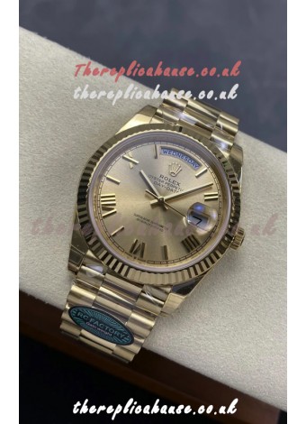 Rolex Day Date 228238 Yellow Gold in Gold Roman Dial Super Clone Watch 