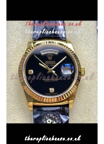 Rolex Day Date 128238 Yellow Gold Black Dial Super Clone Watch 