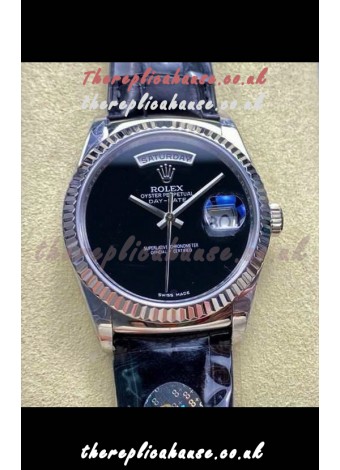 Rolex Day Date 128236 Stainless Steel Black Dial Super Clone Watch 