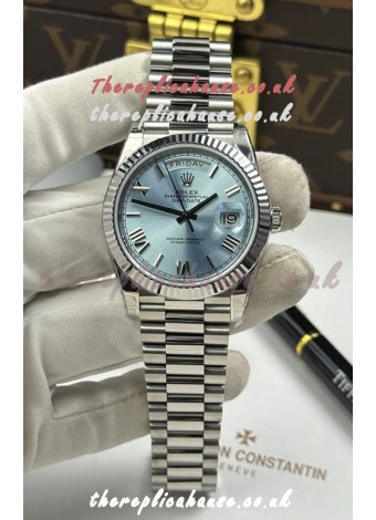Rolex Day Date 228236 Stainless Steel ICE Blue Dial Super Clone Watch 