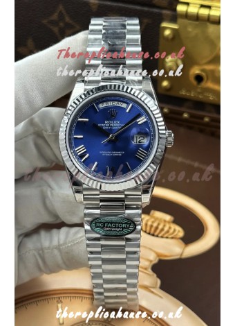 Rolex Day Date 228236 Stainless Steel Blue Roman Dial Super Clone Watch 