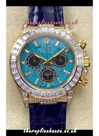 Rolex Daytona 126518LN Yellow Gold Turquoise Dial FREE SPRUNG MVMT Super Clone Watch 