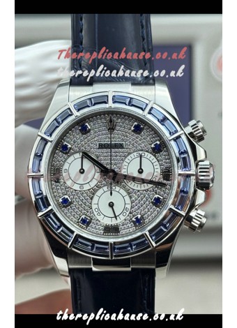 Rolex Daytona 116589SALV FREE SPRUNG MVMT White Gold Diamonds Dial Super Clone Watch 