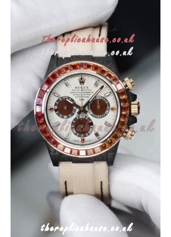 Rolex Daytona DiW Carbon Casing Rainbow Sapphires Super Clone Watch 