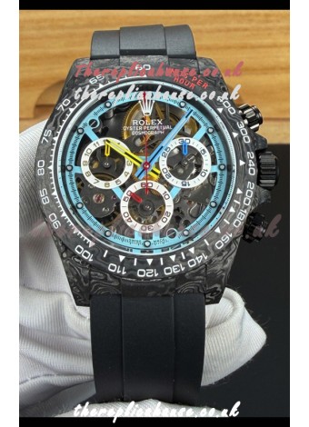 Rolex Daytona DiW Skeleton Carbon Casing Oysterflex Super Clone Watch 