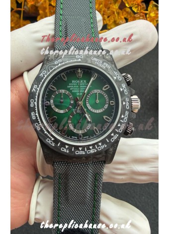Rolex Daytona DiW Black Carbon Fiber Green Dial Super Clone Watch 