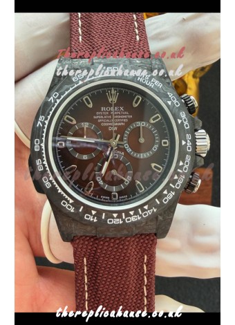Rolex Daytona DiW Black Carbon Fiber Brown Dial Super Clone Watch 