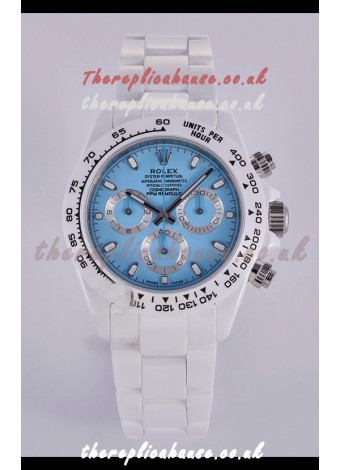 Rolex Daytona AET White Ceramic Blue Dial 4130 Movment Super Clone Watch 