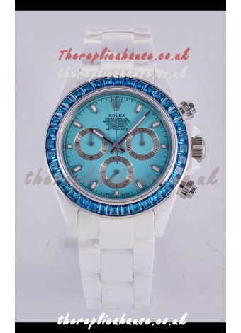 Rolex Daytona AET White Ceramic Blue Dial 4130 Movment Super Clone Watch 