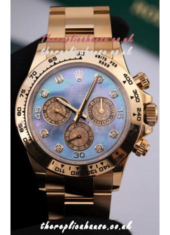 Rolex Daytona 116508 Yellow Gold Mother of Pearl FREE SPRUNG Super Clone Watch 