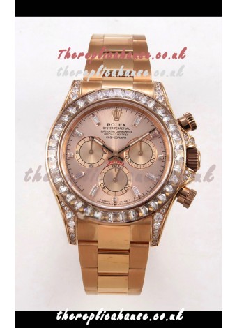 Rolex Daytona 126595 FREE SPRUNG MVMT Rose Gold Dial Super Clone Watch 