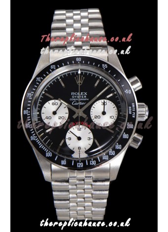 Rolex Daytona Paul Newman 37MM Cartier Black Dial Manual Wind Super Clone Watch 