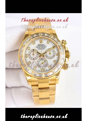 Rolex Daytona 116519 Yellow Gold White Pearl Dial Super Clone Watch 