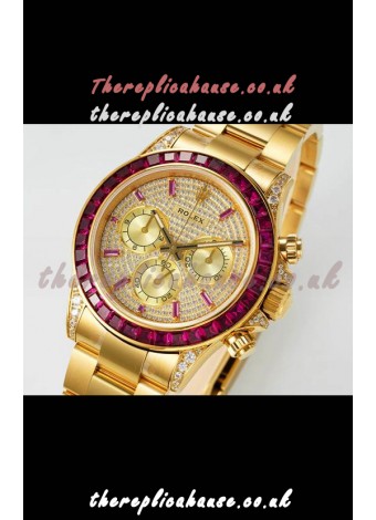 Rolex Daytona 116519 Yellow Gold Diamonds Dial Super Clone Watch 