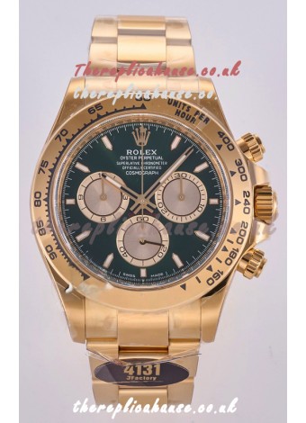 Rolex Daytona 126508 Yellow Gold Green Dial FREE SPRUNG MVMT Super Clone Watch 