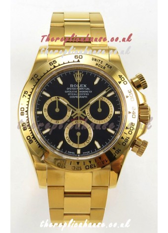 Rolex Daytona 126508 Yellow Gold Black Dial FREE SPRUNG MVMT Super Clone Watch 