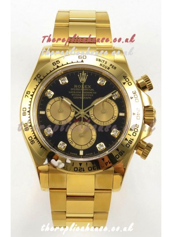 Rolex Daytona 126508 Yellow Gold Black Dial FREE SPRUNG MVMT Super Clone Watch 