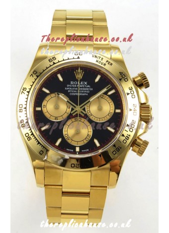 Rolex Daytona 126508 Yellow Gold Black Dial FREE SPRUNG MVMT Super Clone Watch 