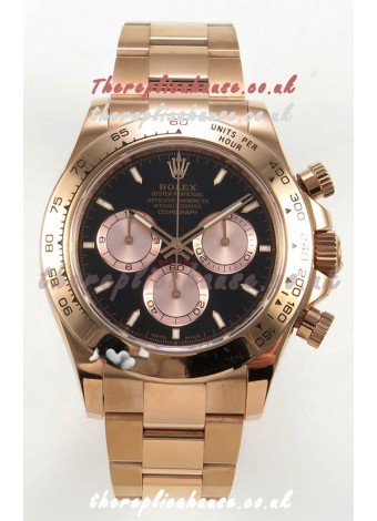 Rolex Daytona 126505 Rose Gold Black Dial FREE SPRUNG MVMT Super Clone Watch 