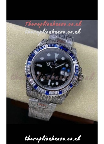 Rolex GMT Masters II Iced Out Super Clone Watch Black Dial 