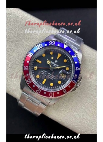 Rolex GMT Master 16750 Pepsi Patina Vintage Matte Dial Swiss Replica Watch 